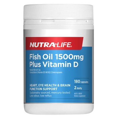 Nutralife 纽乐 纯天然鱼油 1500毫克 含维生素D 180粒